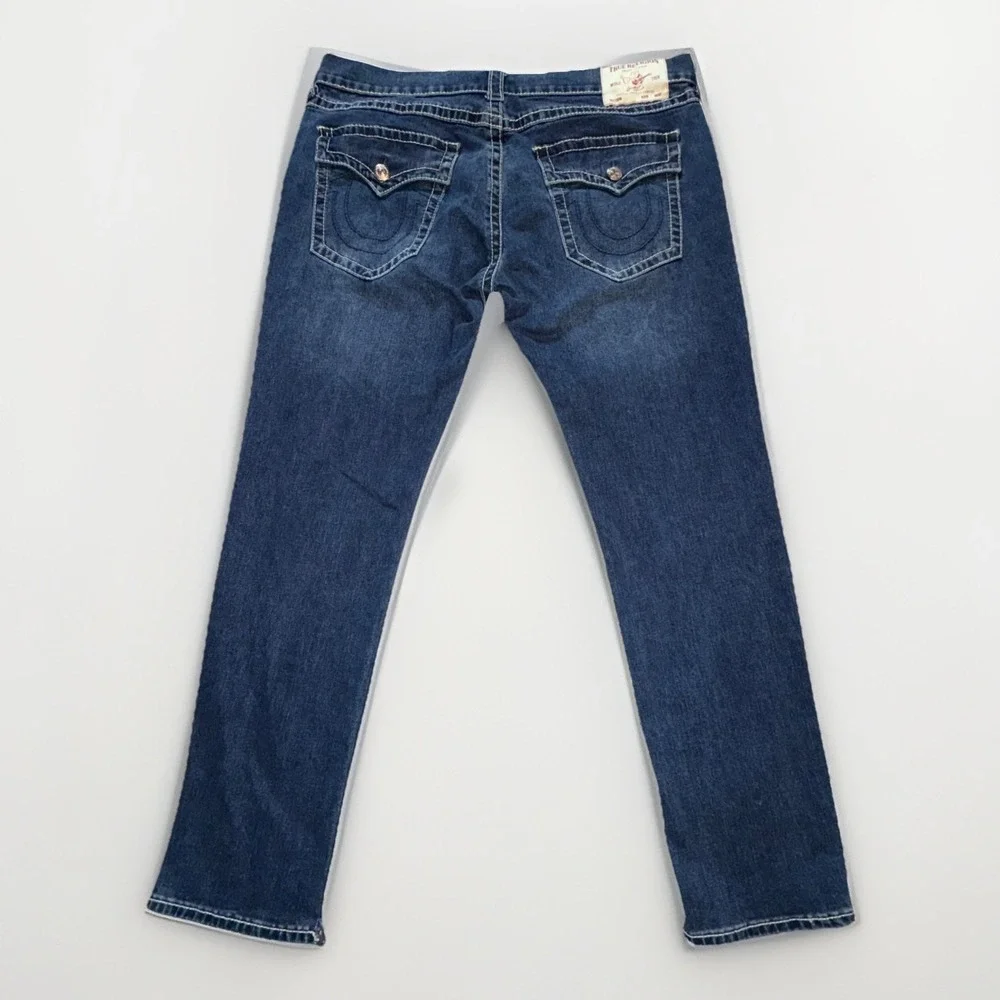 True Religion Rocco Relaxed Skinny Jeans Mens Size 38x34 Dark Wash EUC‎